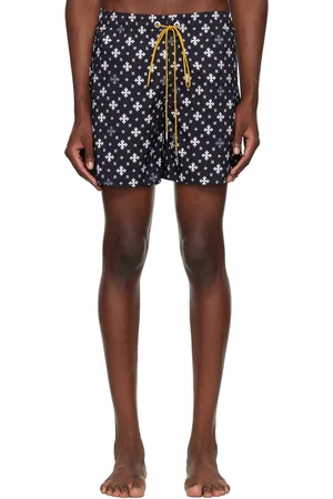 Rhude Maillot de bain noir à motif cachemire à croix