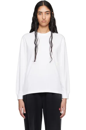 Alexander Wang T-shirt à manches longues blanc à logo étagé gaufré