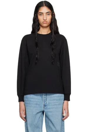 Alexander Wang T-shirt à manches longues noir à logo étagé gaufré