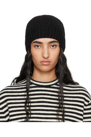 Jil Sander Bonnet noir en tricot texturé de laine