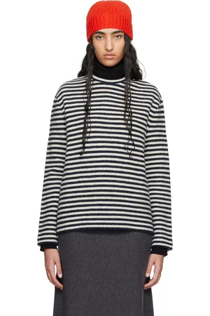 Jil Sander Pull bleu marine et blanc à rayures