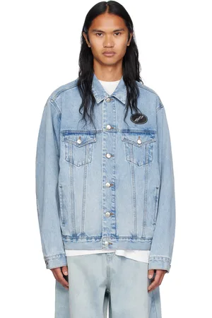 We11 Done Blouson surdimensionné bleu en denim