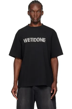 We11 Done T-shirt noir à logo en perles artificielles