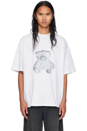 We11 Done T-shirt blanc cassé à ourson