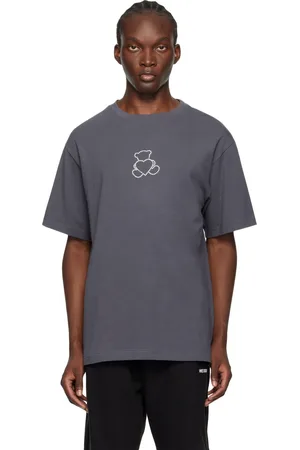 We11 Done T-shirt gris à ourson en perles artificielles