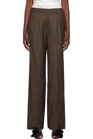 MAGDA BUTRYM Pantalon façon tailleur ample brun en laine