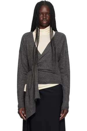 LE 17 SEPTEMBRE Cardigan gris à sangles à nouer