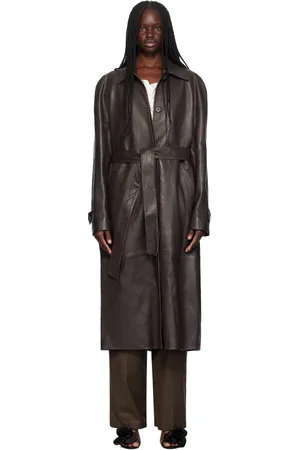 MAGDA BUTRYM Trench brun en cuir à ceinture