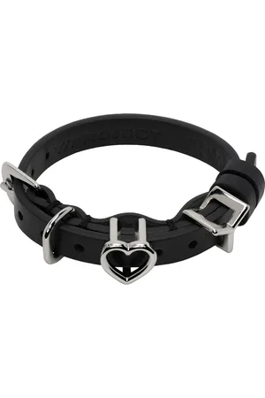 Y / PROJECT Bracelet de style ceinture noir à breloques de cœur et à logo
