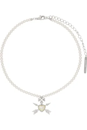 Shushu/Tong Collier blanc à pendentif de cœur à flèches édition YVMIN