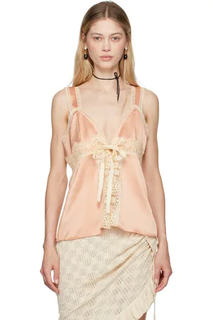 Anna Sui Camisole rose à garnitures en dentelle