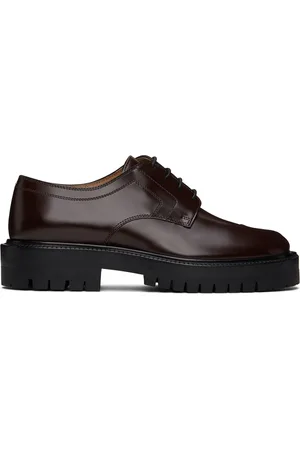 Maison Margiela Chaussures oxford brunes à laçage et à bout Tabi