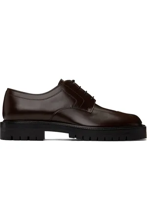 Maison Margiela Chaussures oxford brunes à laçage et à bout Tabi