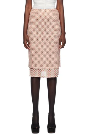 Miaou Jupe midi Maria rouge et blanc
