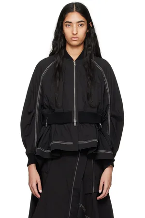 3.1 Phillip Lim Blouson aviateur étagé noir à ourlet mouchoir