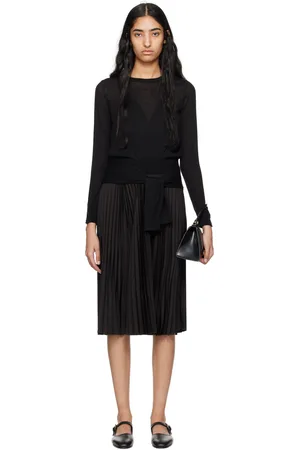3.1 Phillip Lim Robe midi étagée noire à plis