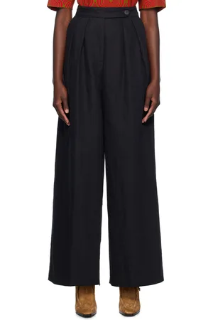DRIES VAN NOTEN Pantalon ample noir à plis