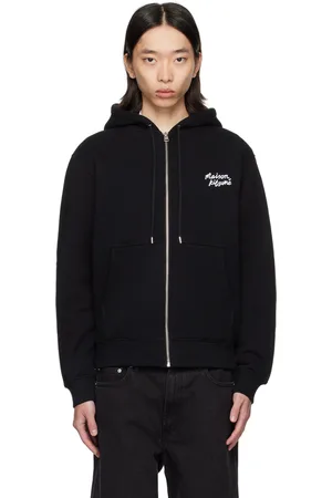 Maison Kitsuné Pull à capuche noir à logo calligraphié