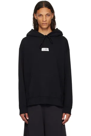 Maison Margiela Pull à capuche noir à écusson à logo