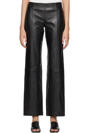 St Agni Pantalon droit noir en cuir