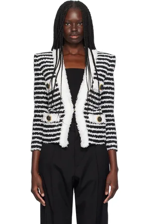 Balmain Blouson noir et blanc à quatre poches