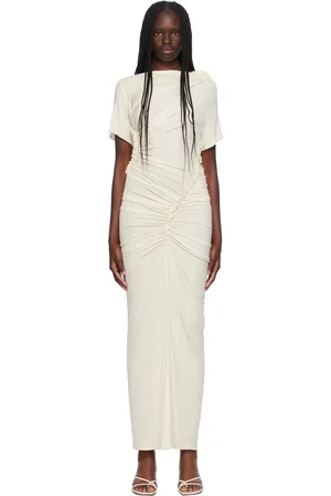 Atlein Robe longue asymétrique blanc cassé