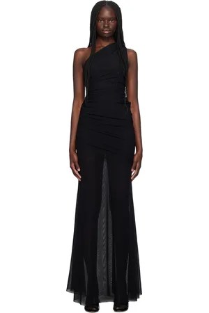 Atlein Robe longue semi-transparente noire exclusive à SSENSE