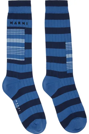 Marni Chaussettes bleues à rayures contrastantes