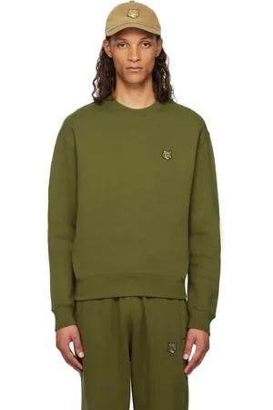 Maison Kitsuné Pull molletonné décontracté kaki à logo de renard