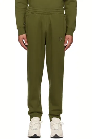 Maison Kitsuné Pantalon de survêtement décontracté kaki à logo de renard