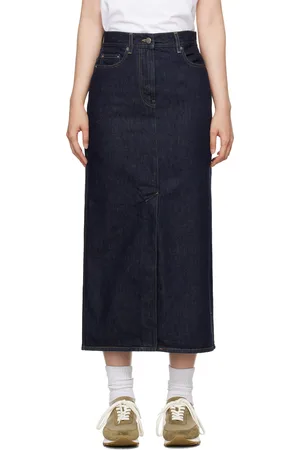 Loulou de Saison Jupe midi Rona indigo en denim