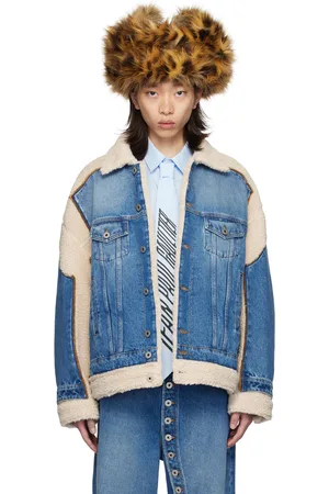 Jean Paul Gaultier Blouson bleu et beige en denim à effet Petit grand - Fashion Fiction