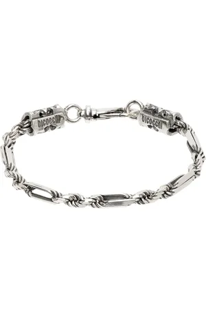 EMANUELE BICOCCHI Bracelet-chainette cordelette et figaro argenté