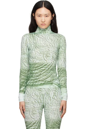 Maison Margiela Col roulé vert à motif graphique trompe l