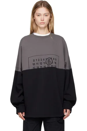 Maison Margiela Pull molletonné gris et noir à logo imprimé