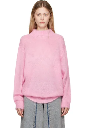 Maison Margiela Pull rose en tricot brossé