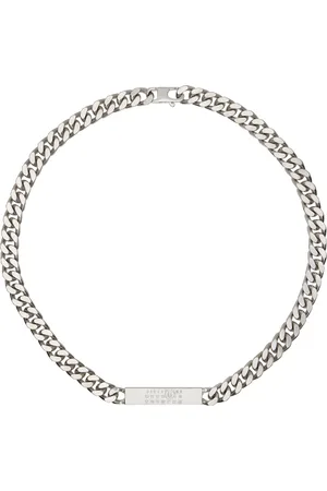 Maison Margiela Collier argenté à plaque à logo numérique gaufré