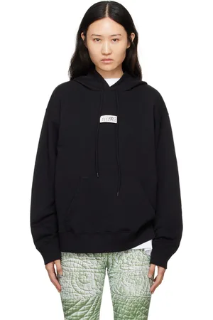 Maison Margiela Pull à capuche noir à écusson à logo