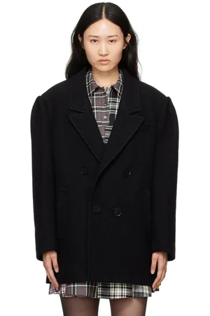 Msgm Manteau noir à double boutonnage