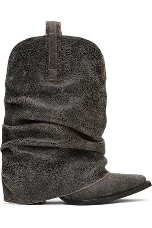 R13 Bottes de cowboy hauteur mi-mollet noires
