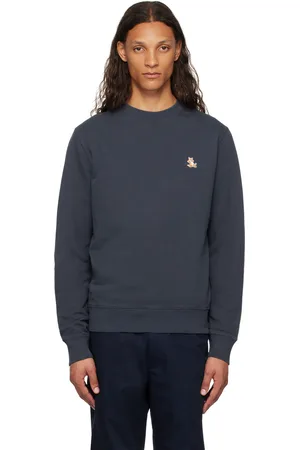 Maison Kitsuné Pull molletonné bleu marine à écusson à logo de renard