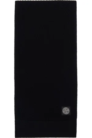 Stone Island Écharpe noire en tricot à écusson