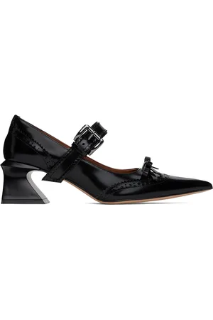 Shushu/Tong Chaussures à talon bottier noires à bout pointu et à boucle