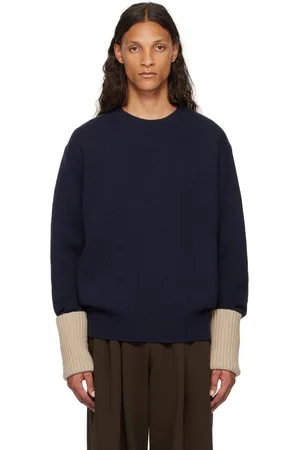 DRIES VAN NOTEN Pull bleu marine à poignets roulés