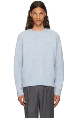 DUNST Pull bleu en tricot brossé