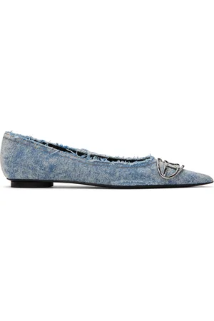 Diesel Ballerines Venus bleues en denim à ferrure à logo D