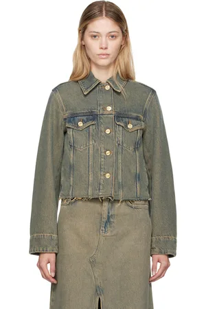 Ganni Blouson brun en denim épais surteint