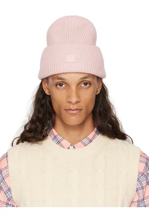 Acne Studios Bonnet rose à petit écusson à logo Face