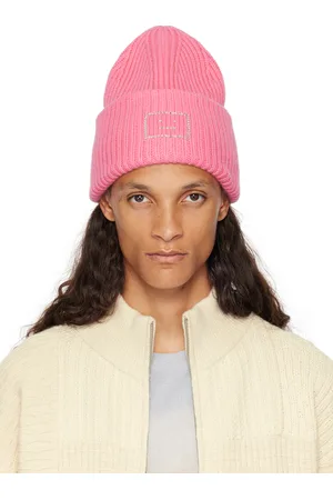 Acne Studios Bonnet rose à logo Face en pierres du Rhin