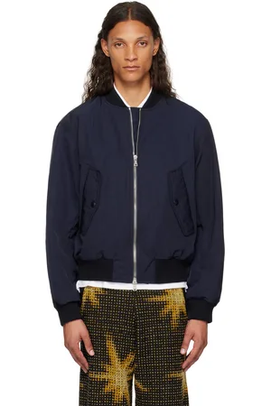 DRIES VAN NOTEN Blouson aviateur rembourré bleu marine